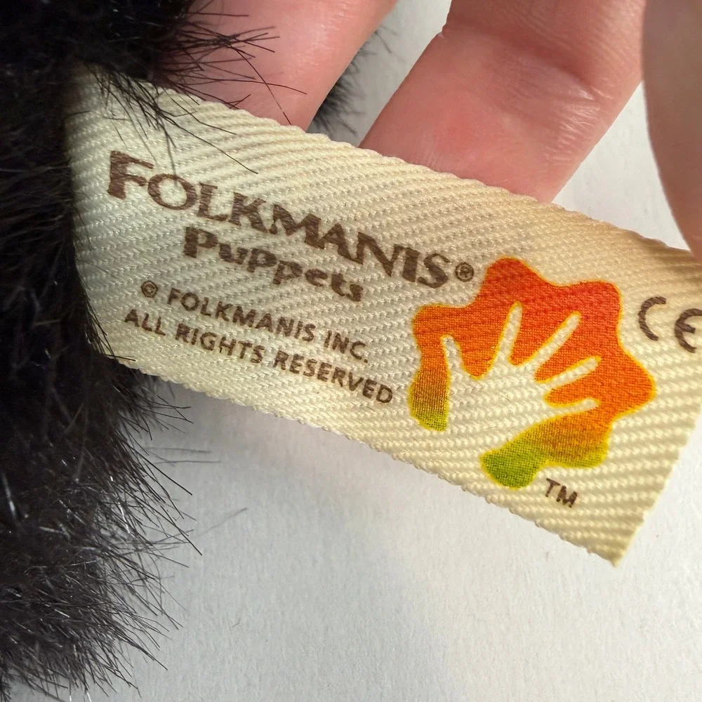 Folkmanis Baby Black Bear Hand Puppet Plush Black Brown Realistic 2232
